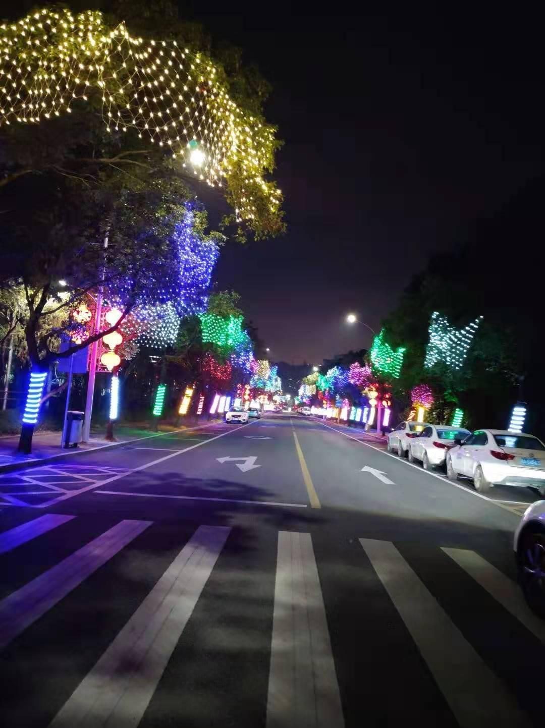 珠海梅华街道彩虹路·香洲区府广场节日亮化实景