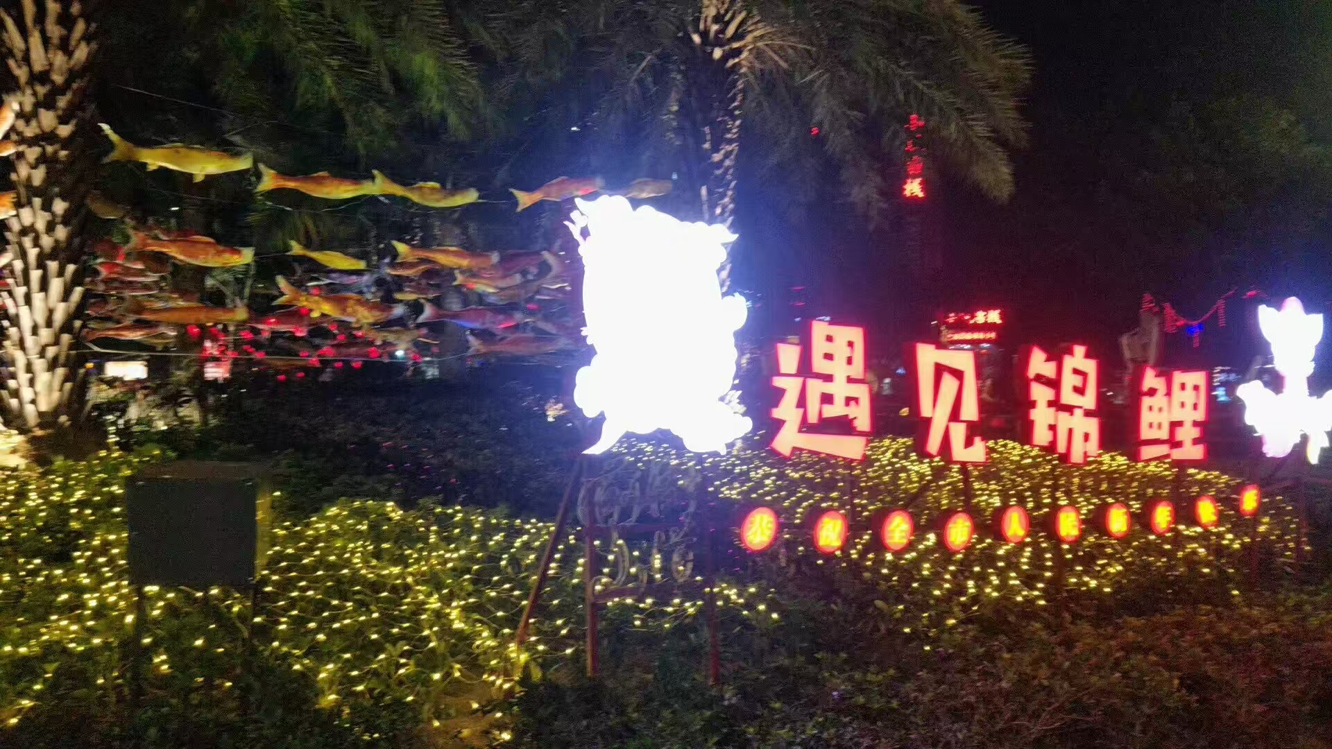 珠海前山街道春节亮化树木灯笼实景