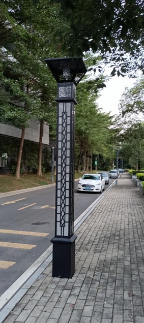 松山湖中式镂空纹样庭院灯实拍(南乔生态)